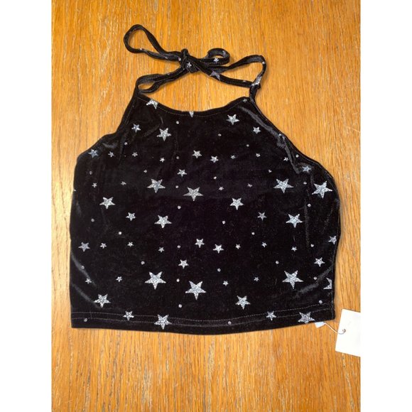 ROMWE Tops - Romwe Velour Star Halter Crop Top-4